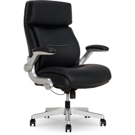 Shaquille O'Neal Cenzo Ergonomic Big and Tall Office Chair ,Flip-Up Arms PureSoft Upholstery High-Back Desk Chair with 400 lb Capacity, Black