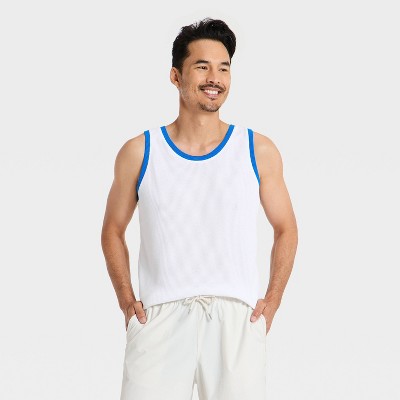 Men's Casual Summer Tank Top - Goodfellow & Co™ White/Blue L