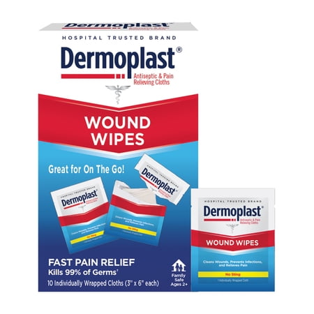 Dermoplast Medicated Wound Wipes, Analgesic & Antiseptic, Sting-Free, 10 Cloths