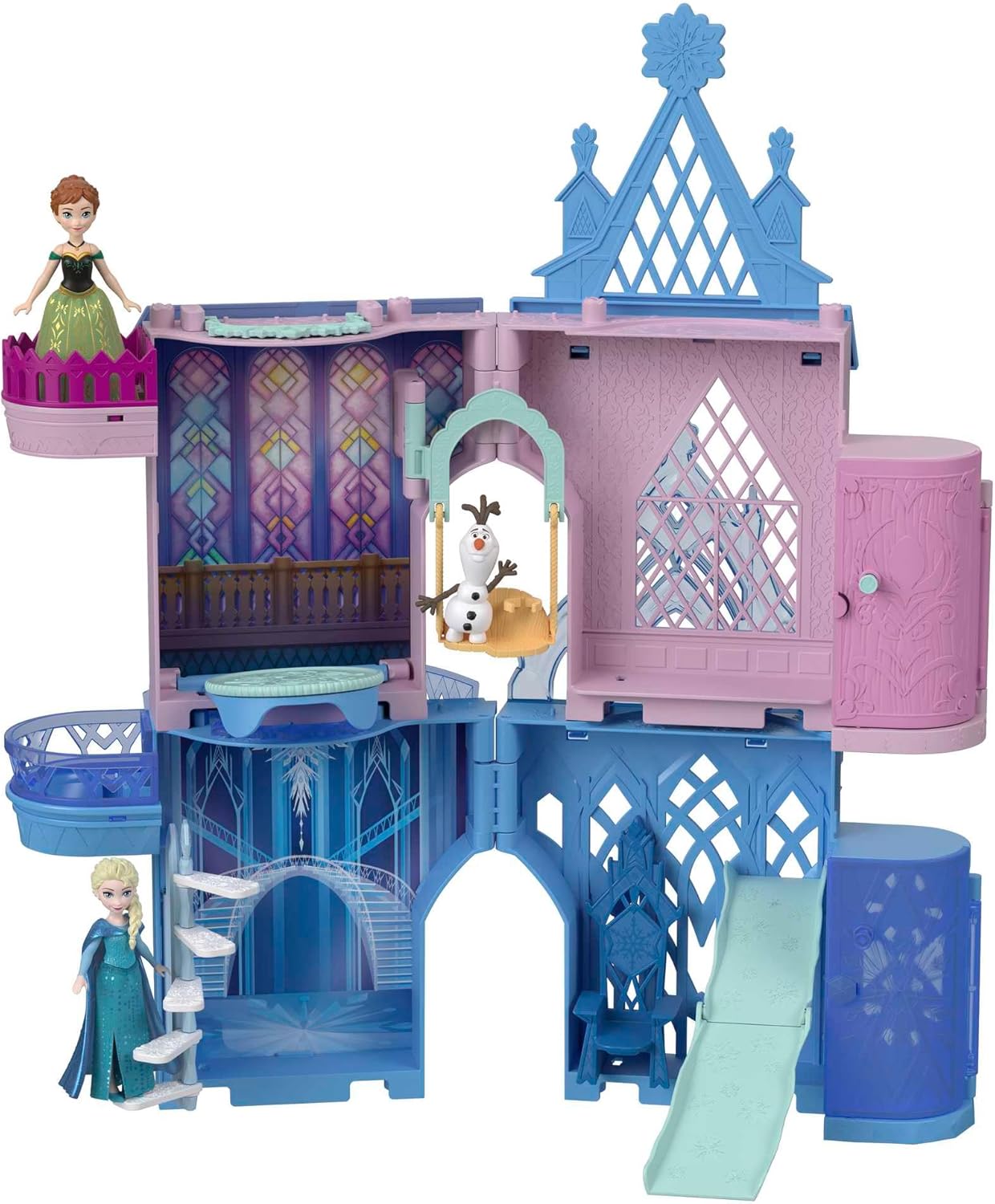 Mattel Disney Frozen Toys, Storytime Stackers Anna's Arendelle Castle, Stackable Doll House with Small Doll, Olaf & 7 Pieces, Inspired by The Movies