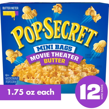 Pop Secret Microwave Popcorn, Movie Theater Butter Flavor, 1.75 oz Mini Bags, 12 Ct