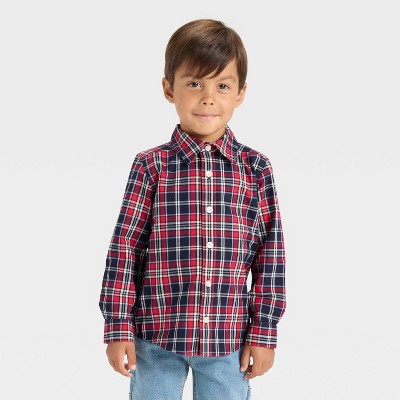 OshKosh B'gosh Toddler Boys' Plaid Button-Down Shirt - Red 12M