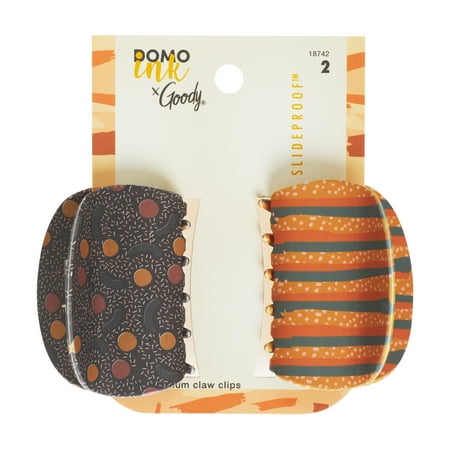 Goody Tru X Domo Ink Collab Slideproof?? Medium Claw Clips Brown 2 Count