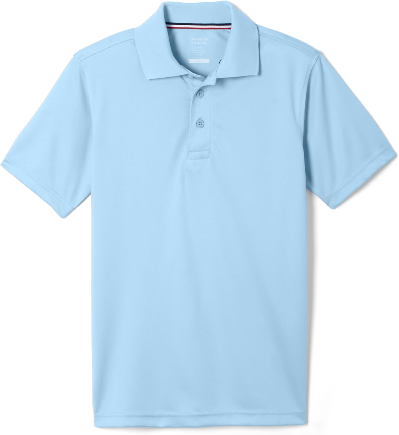 French Toast Young Men's Young Men's Moisture Wicking Performance Sport Polo Short Sleeve Shirt, Light Blue, X-Large