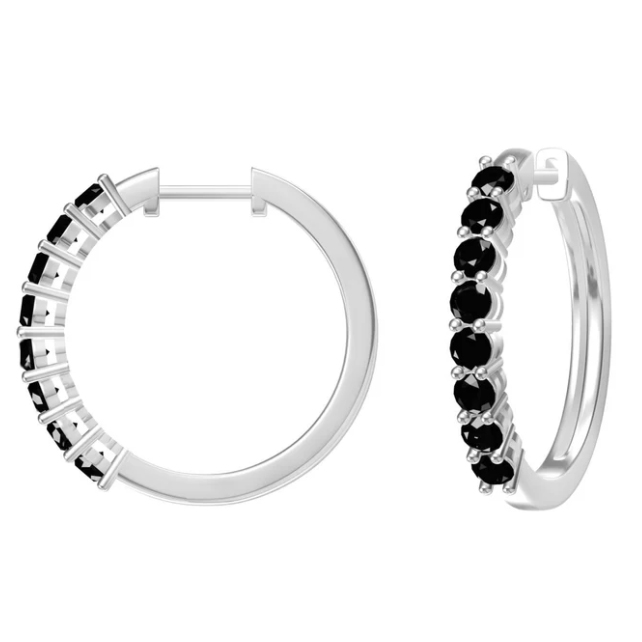 Lab-Created Black Onyx Hoops $12
