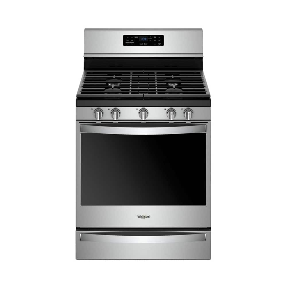 Whirlpool - 30 in. Wide 5 burners 5.8 cu. ft. Freestanding Gas Convection Range with Self-Cleaning - Stainless Steel