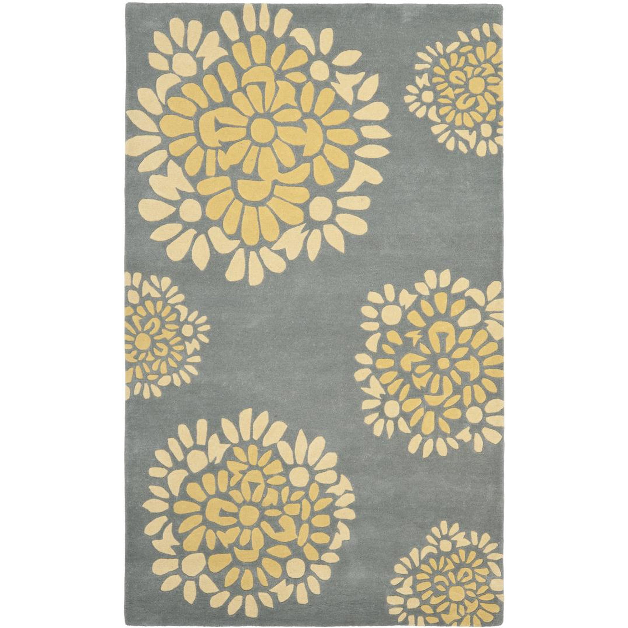 SAFAVIEH Martha Stewart Floral Circles Area Rug, Cement, 5' x 8'