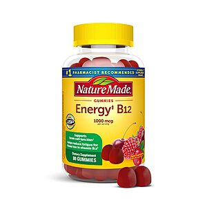 Select Accts: 80-Ct Nature Made Energy 1000 mcg B12 Supplement Gummies $3.40 w/ S&S