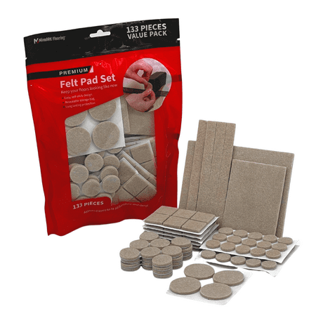 MinnARK Premium Felt Furniture Pads - 133 Pc - Oatmeal