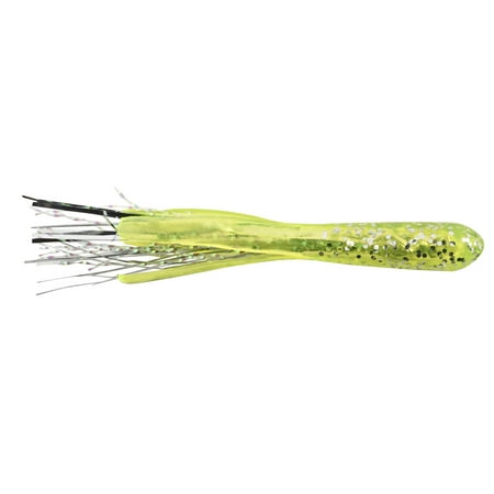 Apex Tackle Tinsel Tail Tube Chartreuse Glitter /Chartreuse Silver 1.5" 10pk, Soft Baits