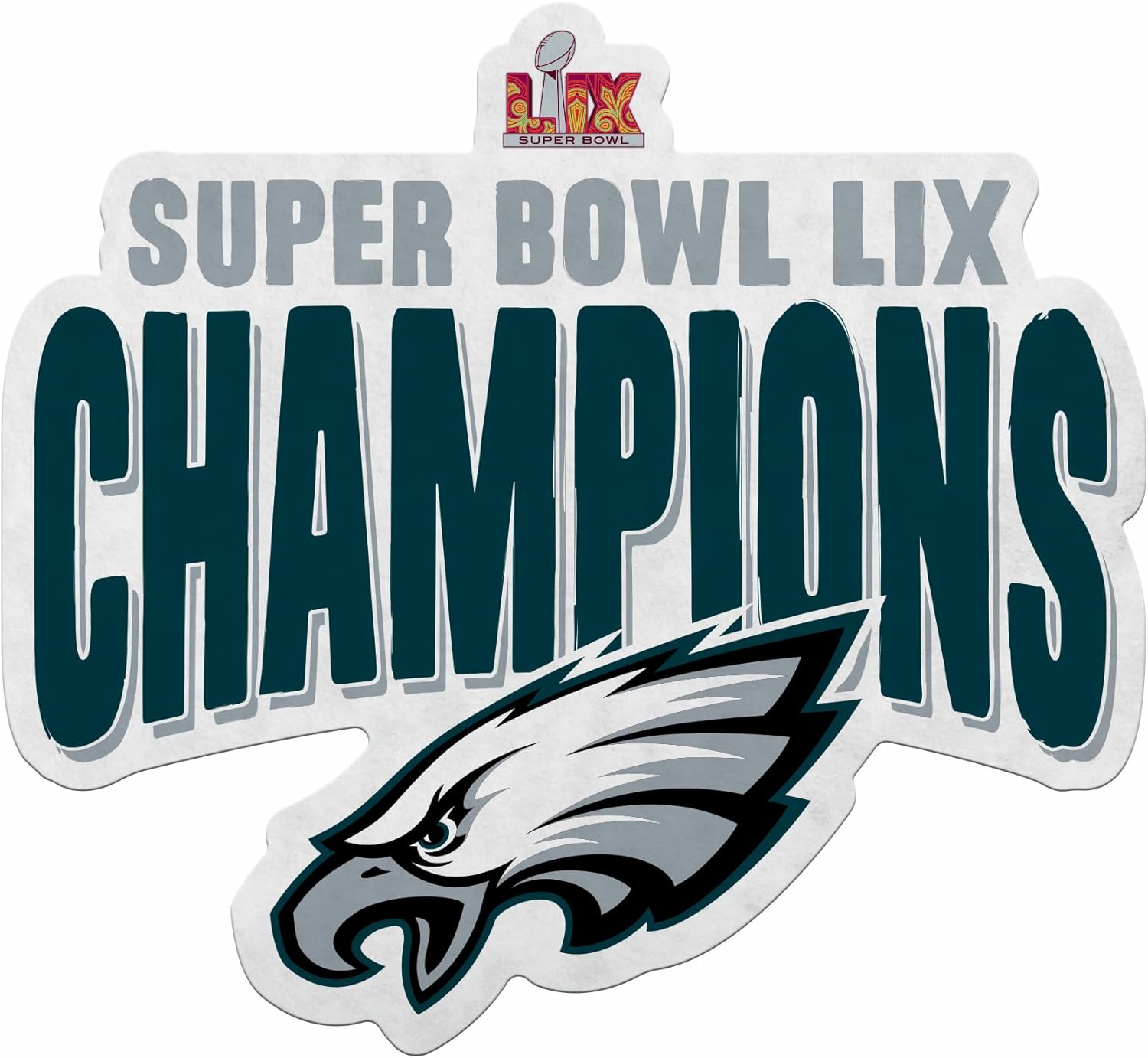 Rico Industries NFL Football Philadelphia Eagles 2025 Super Bowl Champs Shape Cut Pennant - Home and Living Room Décor - Soft Felt EZ to Hang