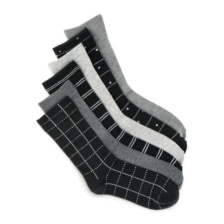 Joyspun Women's Essentials Crew Dress Socks, 6-Pack, Fits Shoe Sizes 4-10