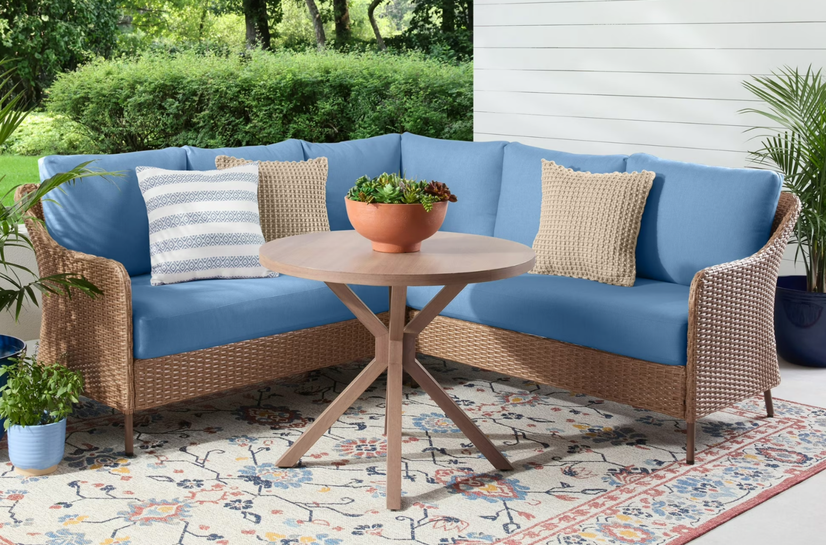 4-Piece Mainstays Chelsea Outdoor Patio Sectional Dining Set Walmart