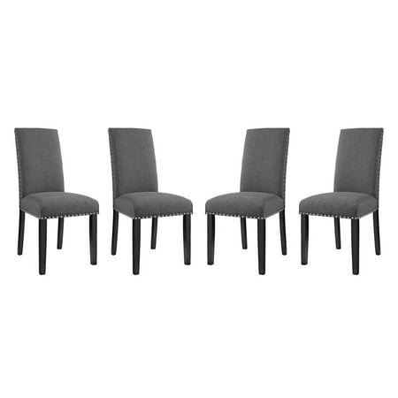 Modway Parcel 19.5" Polyester Fabric Dining Side Chair in Gray (Set of 4)