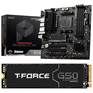 MSI PRO B550M-VC WIFI AM4 MATX AMD MB + 512GB Team Group T-FORCE G50 M.2 2280 SSD $141 + Free S&H