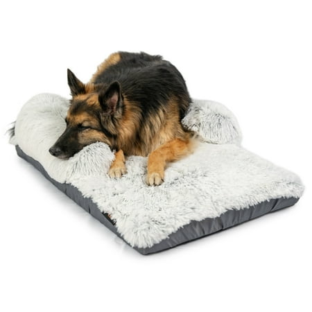 Best Friends by Sheri Nap Mat Dog Bed with Bolster - Washable Crate Pad and Removable Cover, Frost, 36x21