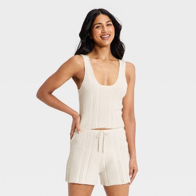 Women's Crochet Like Sweater Tank Top - A New Day™ Cream M