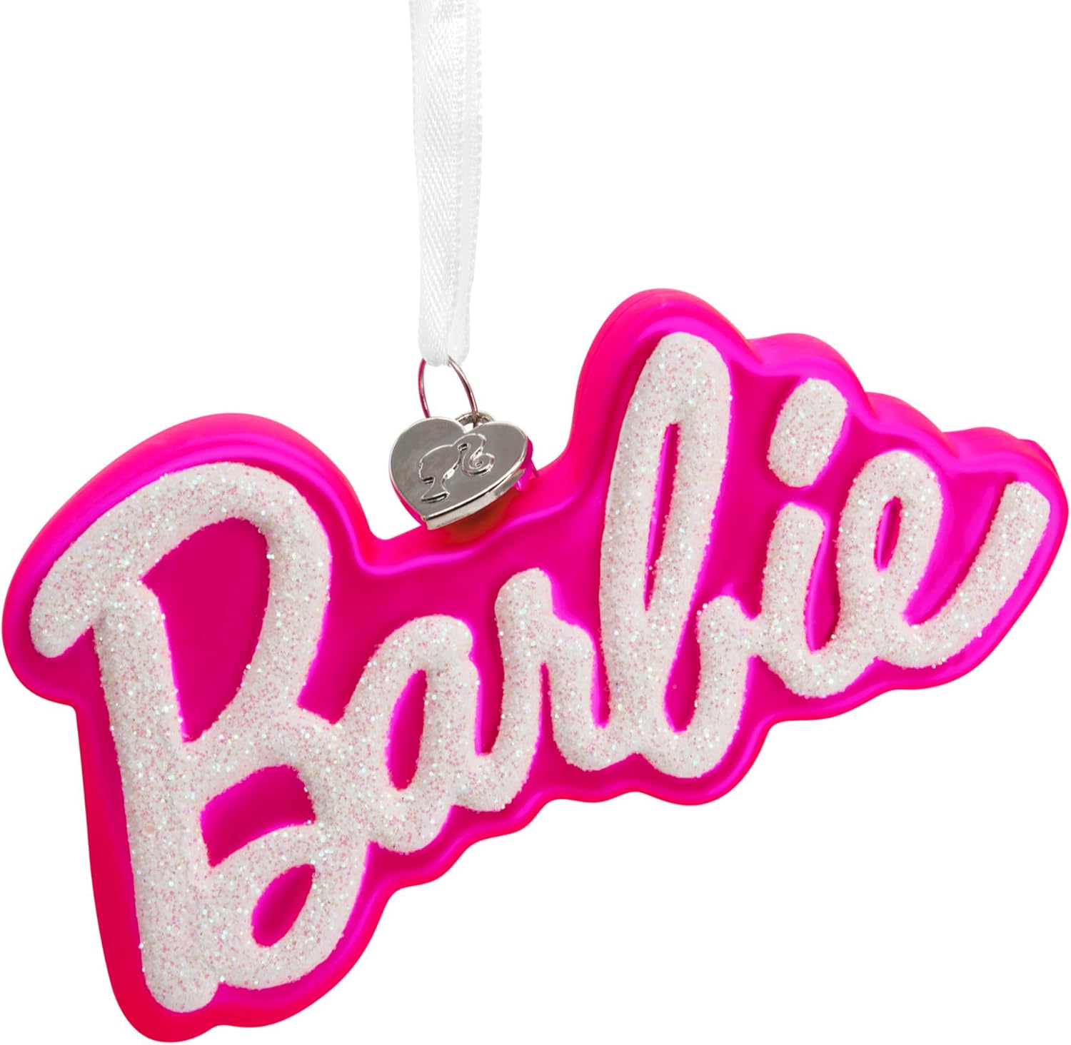 Hallmark Mattel Barbie Logo Christmas Ornament, Blown Glass
