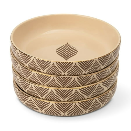 Thyme & Table 4-Pack Stoneware Low Bowls, Ocee Leaf