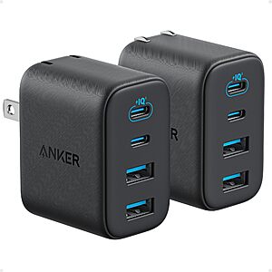 2-Pk Anker Zolo 4-Port up to 50W USB-C & USB-A Wall Chargers $25