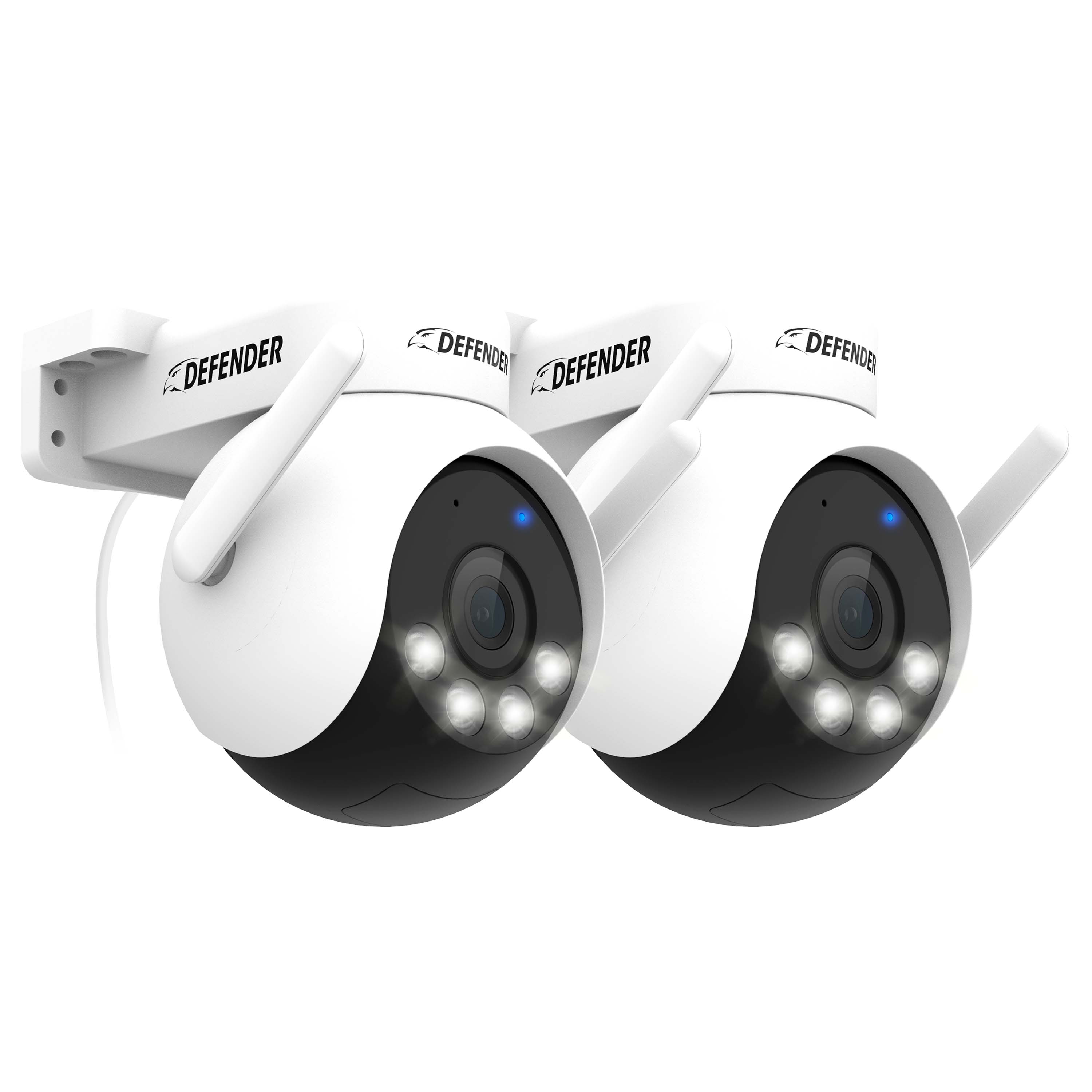 Defender - AI 4K Everwatch PTZ 360° Wi-Fi 6 Plug-in Security Camera, Color Night Vision, AI-Tracking, Easy Setup , 2 Pack - White