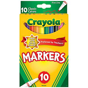 10-Ct Crayola Classic Fine Line Markers $1