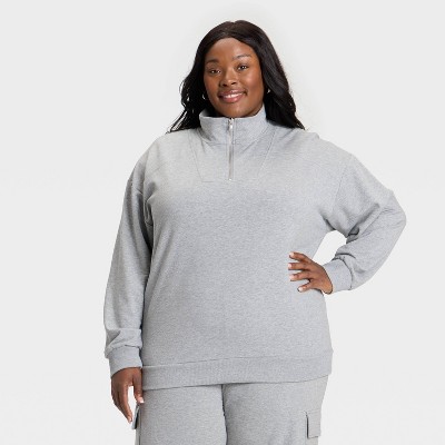 Women's French Terry Pullover Mockneck Sweatshirt - Ava & Viv™ Heather Gray XXL