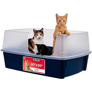 IRIS USA Extra Large Open Top Litter Box w/ Scatter Shield (30" x 20" x 14") $30