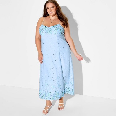 Women's Maxi Slip Dress - Wild Fable™ Blue Floral XXL