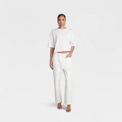 KBB by KAHLANA Women's Mid-Rise Tapered Leg 'The Dylan Jean' - White 8
