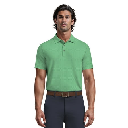 Ben Hogan Men's & Big Men's Micro Jaquard Golf PoloWith Self Collar, Sizes S-5XL