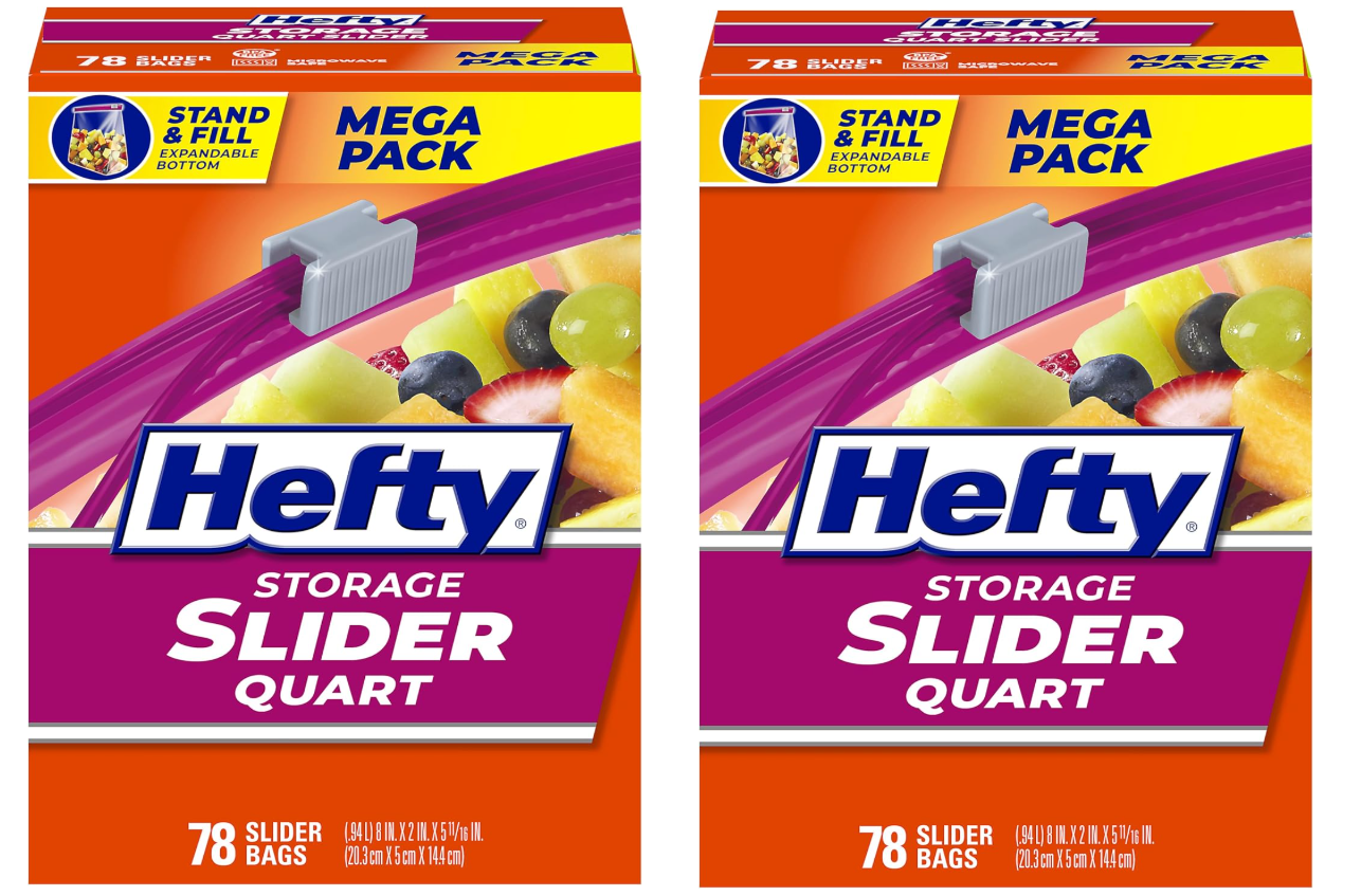 156-Count Hefty Slider Storage Bags (Quart Size) Amazon