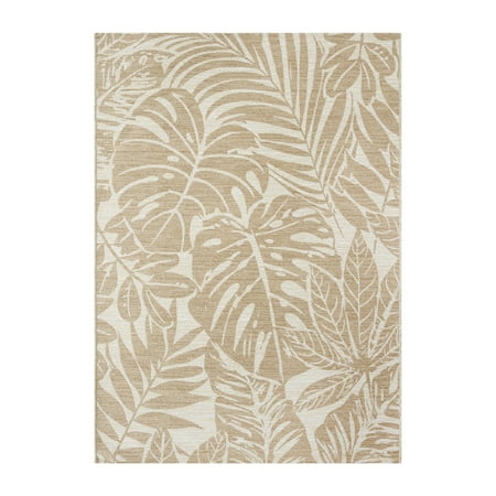 Better Homes & Gardens Neutral Palm Outdoor Rug, 9' x 12'