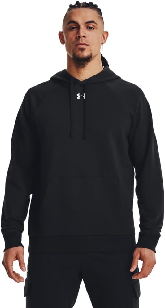 Under Armour Men's Rival Fleece Hoodie, (001) Black / / White, 3X-Large Tall