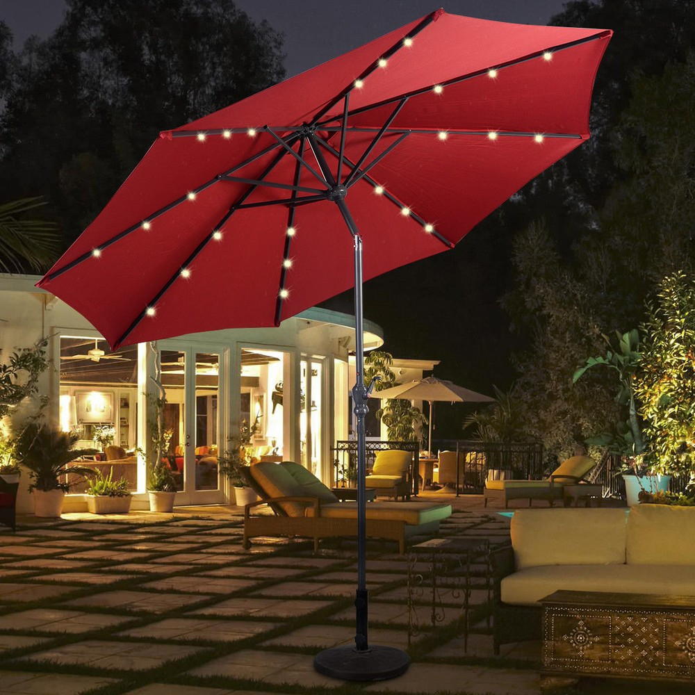 10' Steel-Pole Solar Patio Umbrella $65