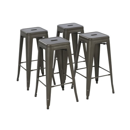 Howard 30inch Metal Bar Height Stool, Set of 4, Gunmetal Color, Backless Style for Indoor