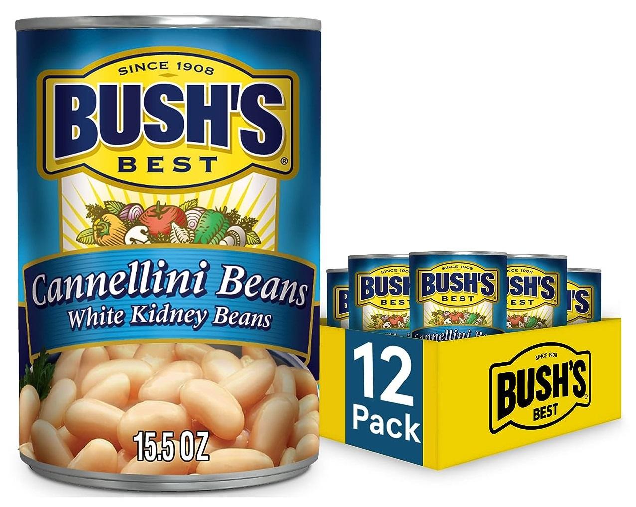 12-Pack 15.5oz Bush's Best Canned Cannellini Beans Amazon