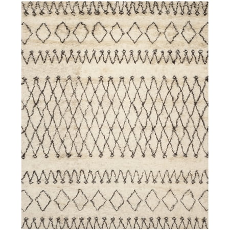 SAFAVIEH Casablanca Domhnall Southwestern Shag Area Rug, Ivory/Dark Brown, 11' x 15'