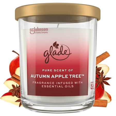 Glade Large Jar Scented Candle, Autumn Apple Tree, 16 oz, Burning time: Up to 85 hours