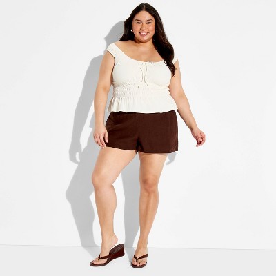 Women's Mini Cap Sleeve Off the Shoulder Smocked Peasant Top - Wild Fable™ Cream 3X