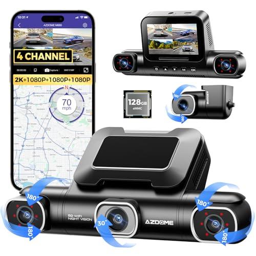 AZDOME 360° 4-Channel 2K + 1080p Dash Cam w/ 128GB eMMC Storage Amazon