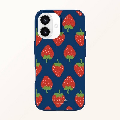 Kate Spade New York Protective Phone Case for iPhone 16 with MagSafe - Strawberry Dotted: Classic Pattern, PET/TPU/ABS Material