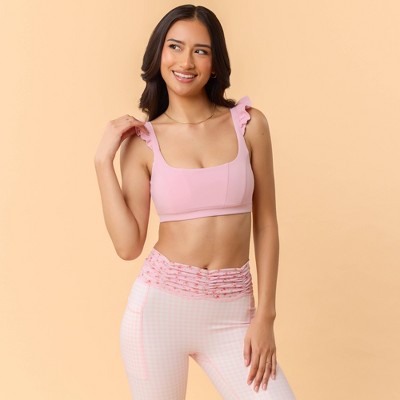 Blogilates Women's Ruffle Corset Sports Bra - Pink M