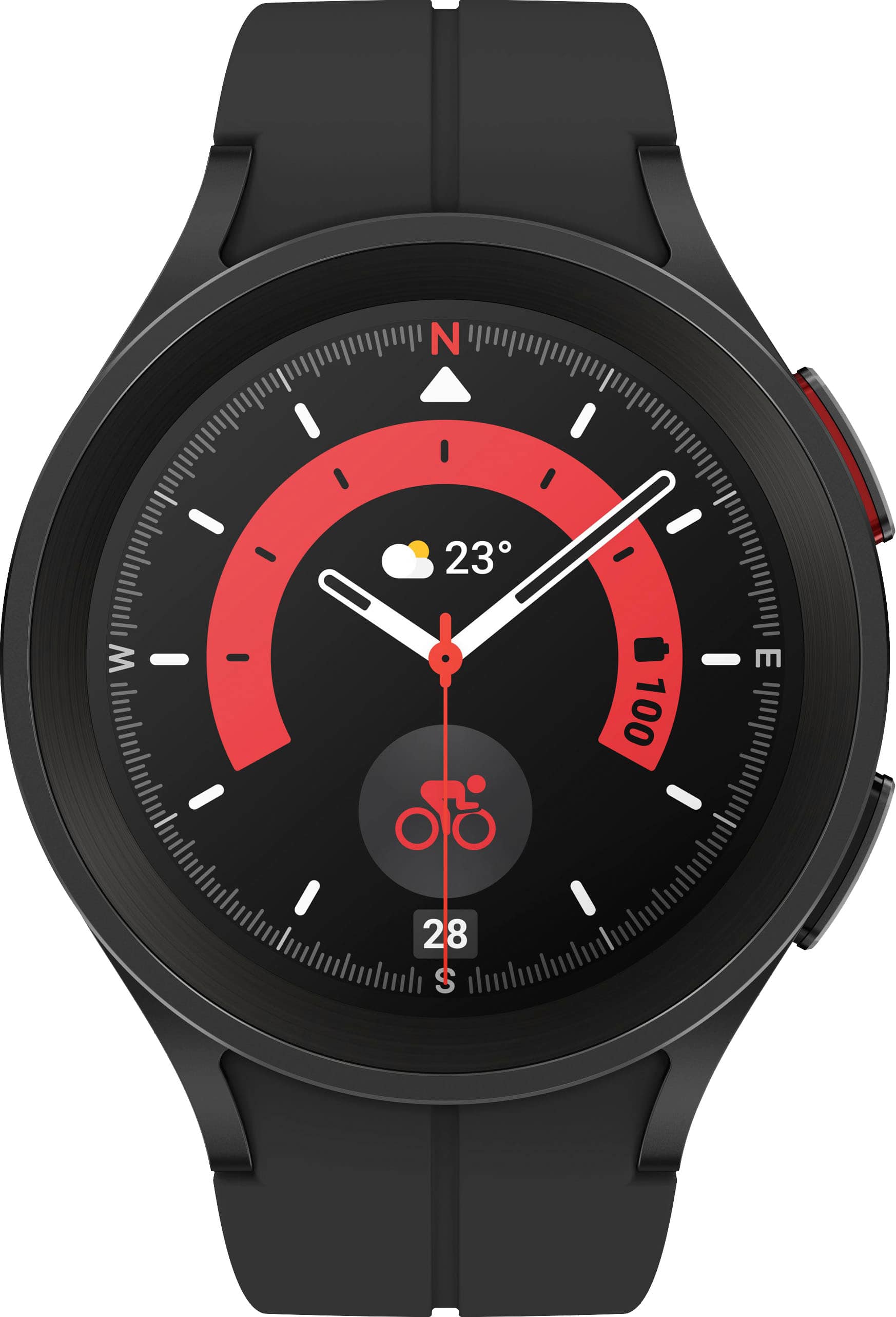 Samsung - Geek Squad Certified Refurbished Galaxy Watch5 Pro Titanium Smartwatch 45mm LTE - Black - (2022)