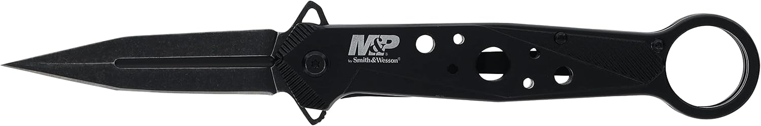 Smith & Wesson Accessories The Smith & Wesson M&P Folding Spear Point Featuring 8Cr13MoV Stainless Steel And Ergonomic Finger Loop Designed For EDC And Quick Deployment