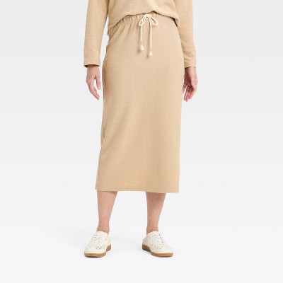 Women's Beach Midi Circle Skirt - Universal Thread™ Tan XS