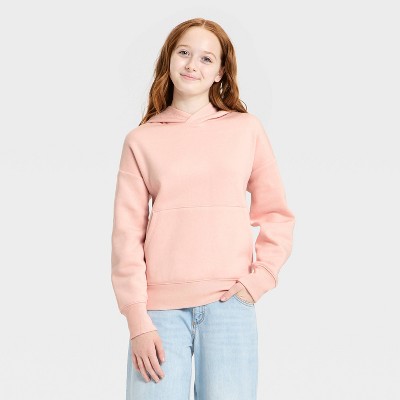 Girls' Oversized Fleece Hoodie Sweatshirt - art class™ Pink XS