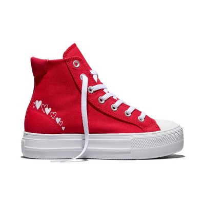Converse Women's Platform High Top Sneakers - Red Heart 8.5