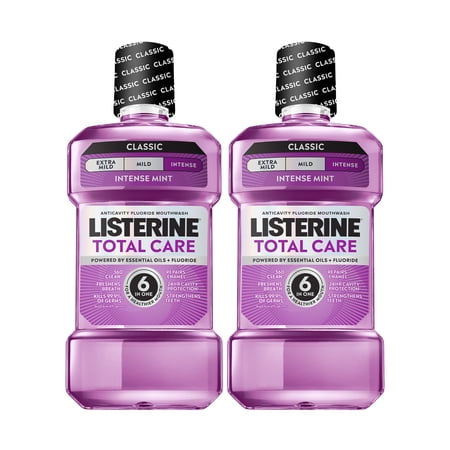 Listerine Total Care Intense Anticavity Fluoride Mouthwash Oral Care, 2 x 1 L