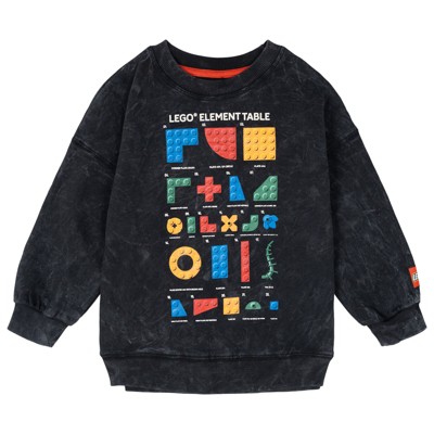 LEGO Toddler Boy or Girl Long Sleeve Fleece Top Acid Wash Black 2T